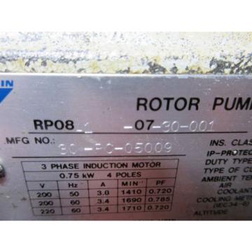 DAIKIN Liechtenstein  ROTOR PUMP RP08A1-07-30-001 30-PC-05009 CLASS E IP54 S1 MAZAK QT-6G