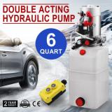 DOUBLE Christmas Island  ACTING HYDRAULIC PUMP 12V DUMP TRAILER 6 QUART CAR LIFT REMOTE RESERVOIR